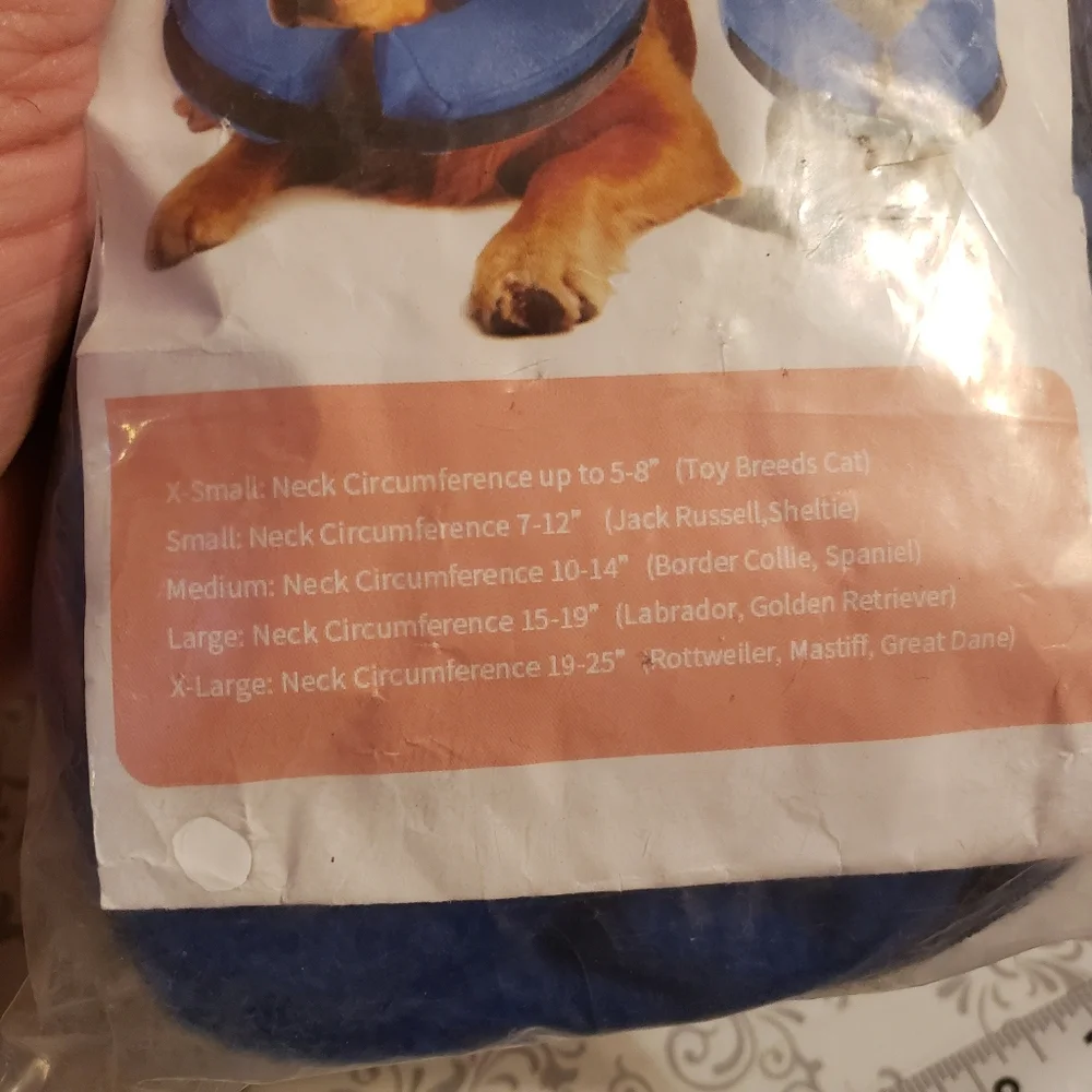 Protective Inflatable Dog Collar Size Medium Post Surgery Soft Outer Cover Blue